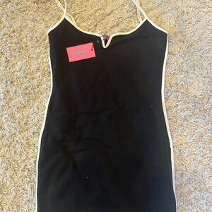 Edikted Black Slip Dress with White Trim